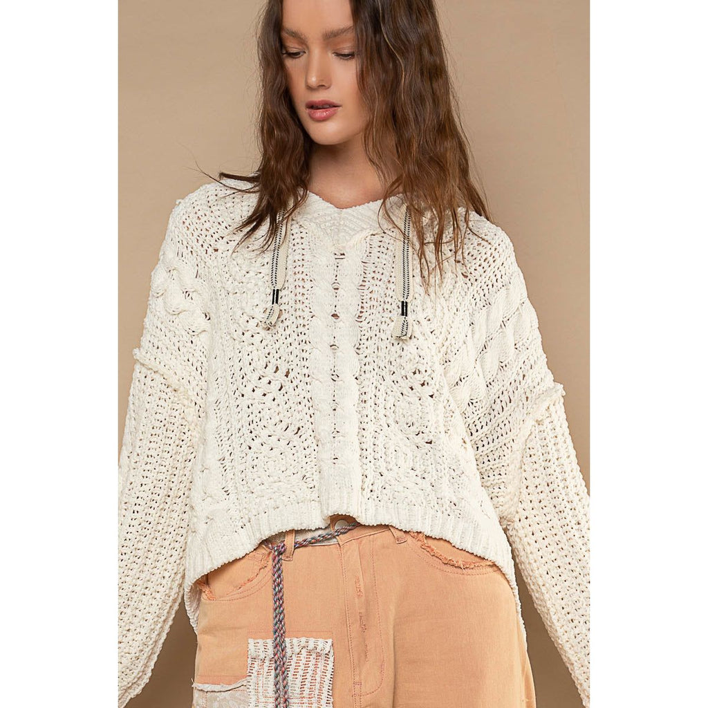 Zenobia Chenille Pullover Sweater with Tie Detail