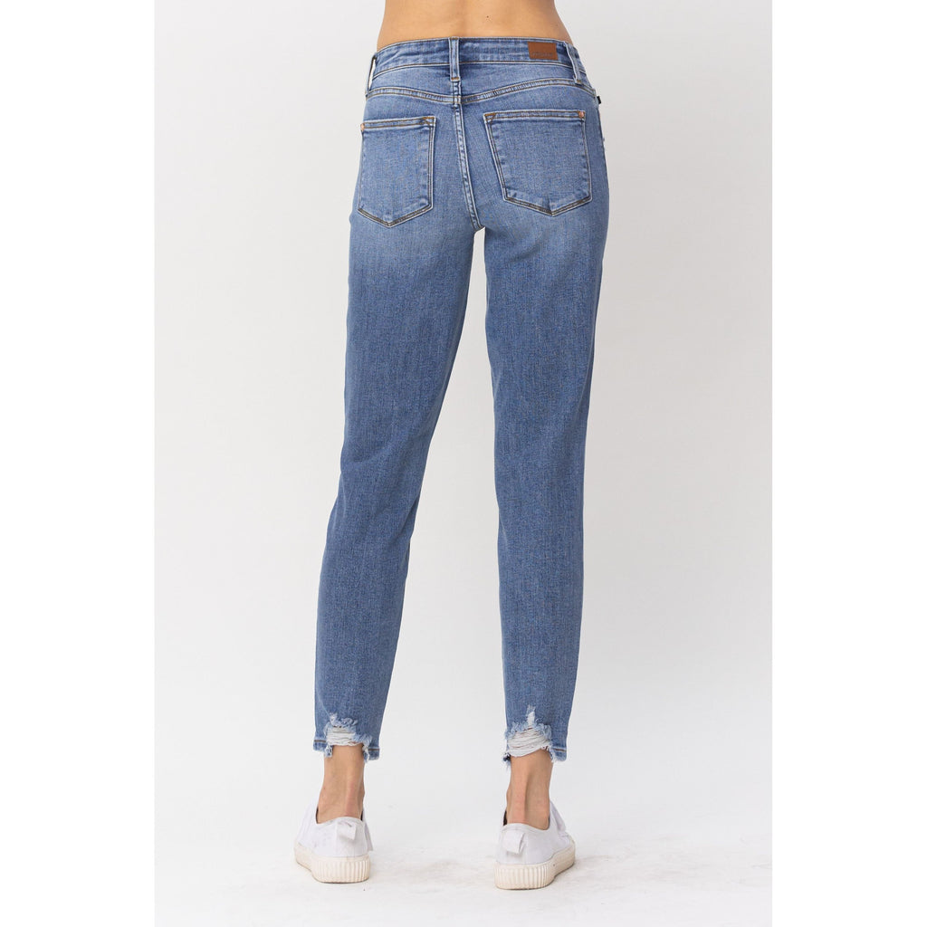 Audrey Navy Blue Patched Destroy Relaxed Fit Jean