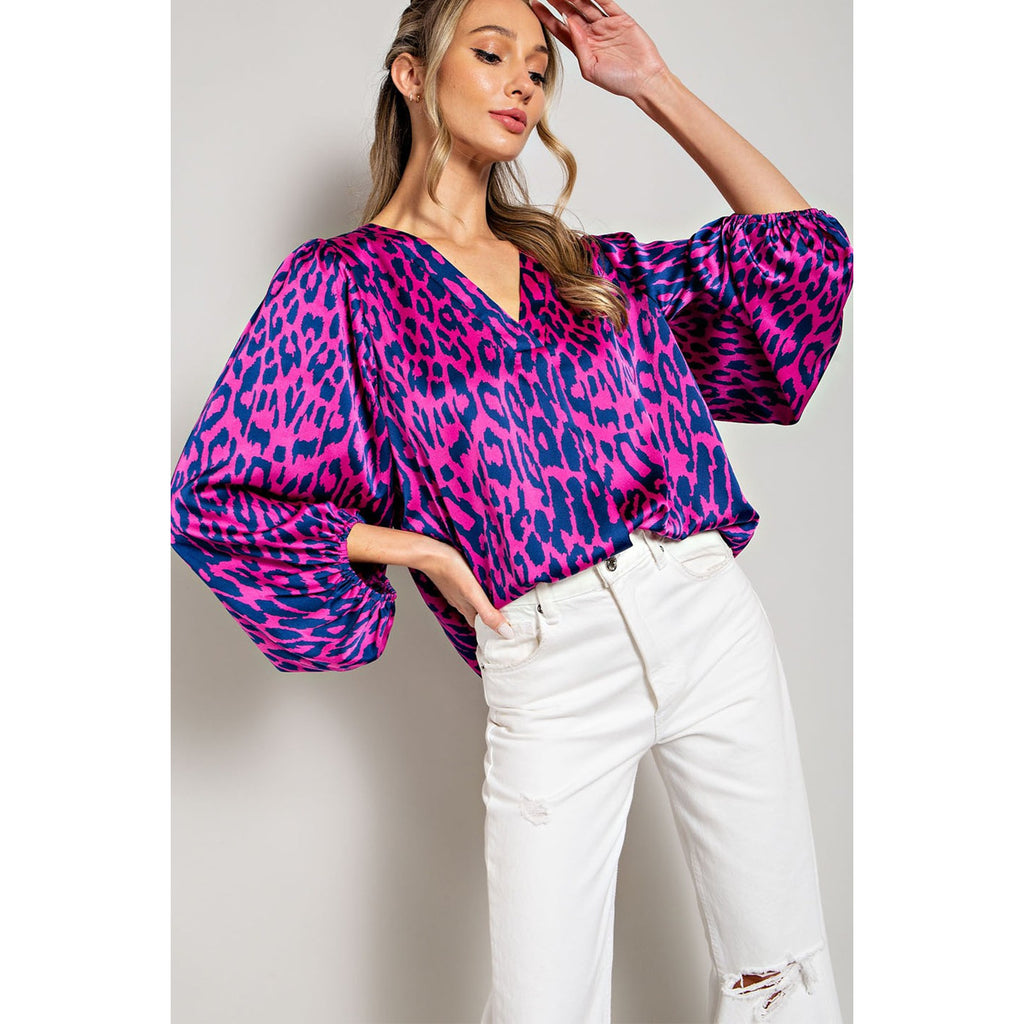 Lydia Leopard V Neck Blouse