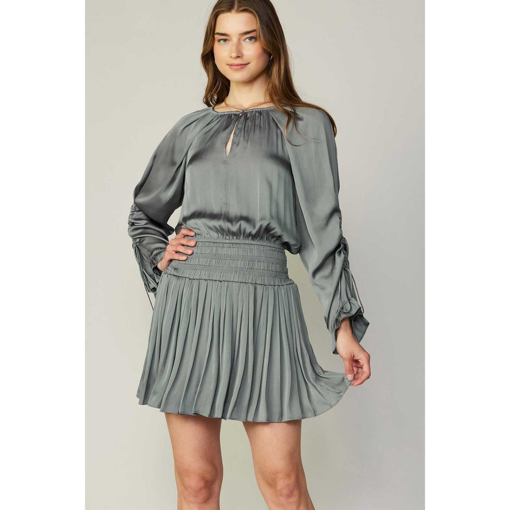 Inez Cinch Long Sleeve Smocking Mini Dress