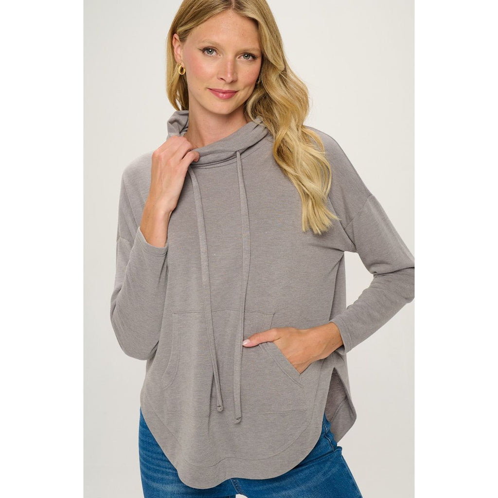 Jordana Long Sleeves Turtleneck Soft French Terry Knit Top