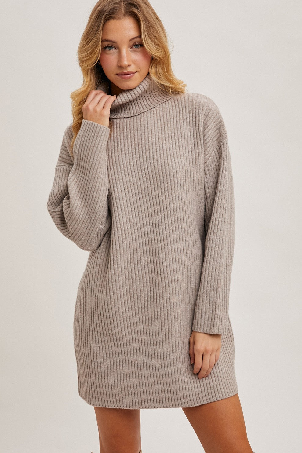 turtle knit dress Kieran Ribbed Knit Turtleneck Sweater Dress FUCHSIA / M by Sugarlips