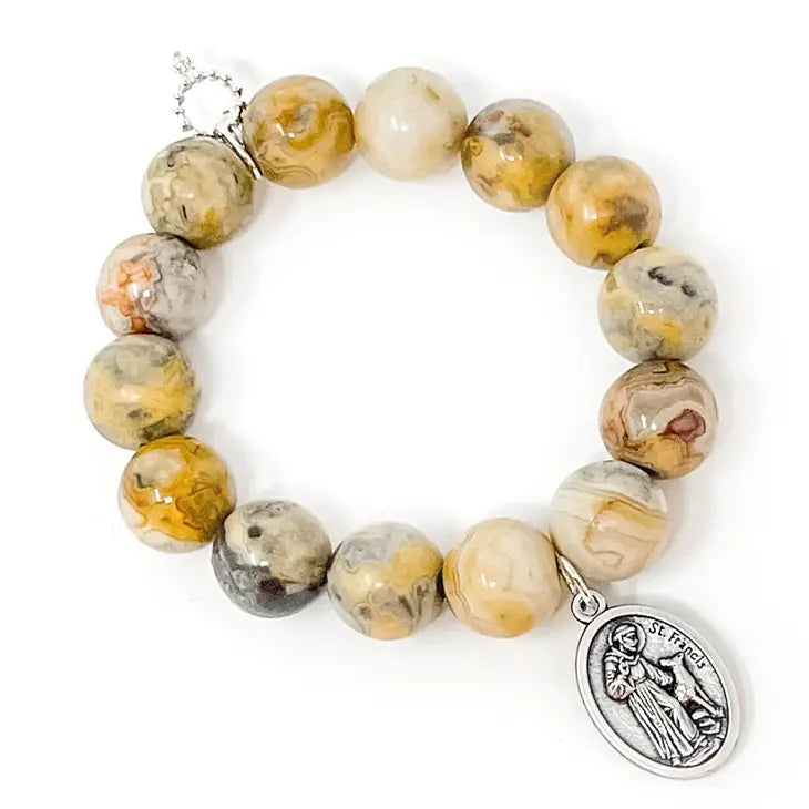 Desert Sand Agate with Saint Francis of Assisi-Patron Saint of Pets