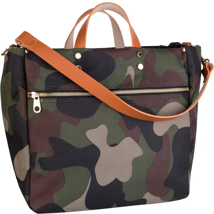 Codie Camo Nylon Tote with Leather Accents