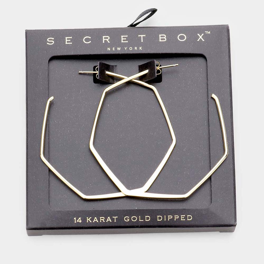 Secret Box Metal Angled Hoop Earrings