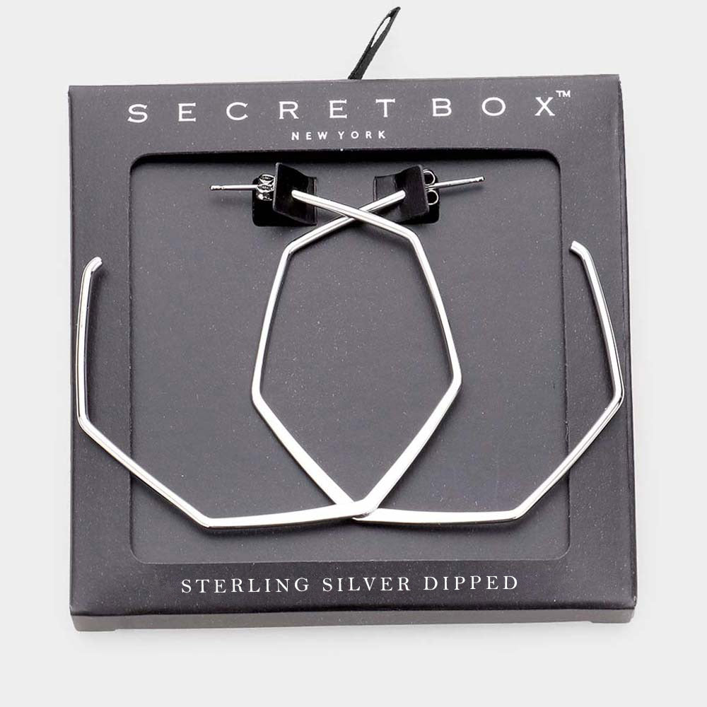 Secret Box Metal Angled Hoop Earrings