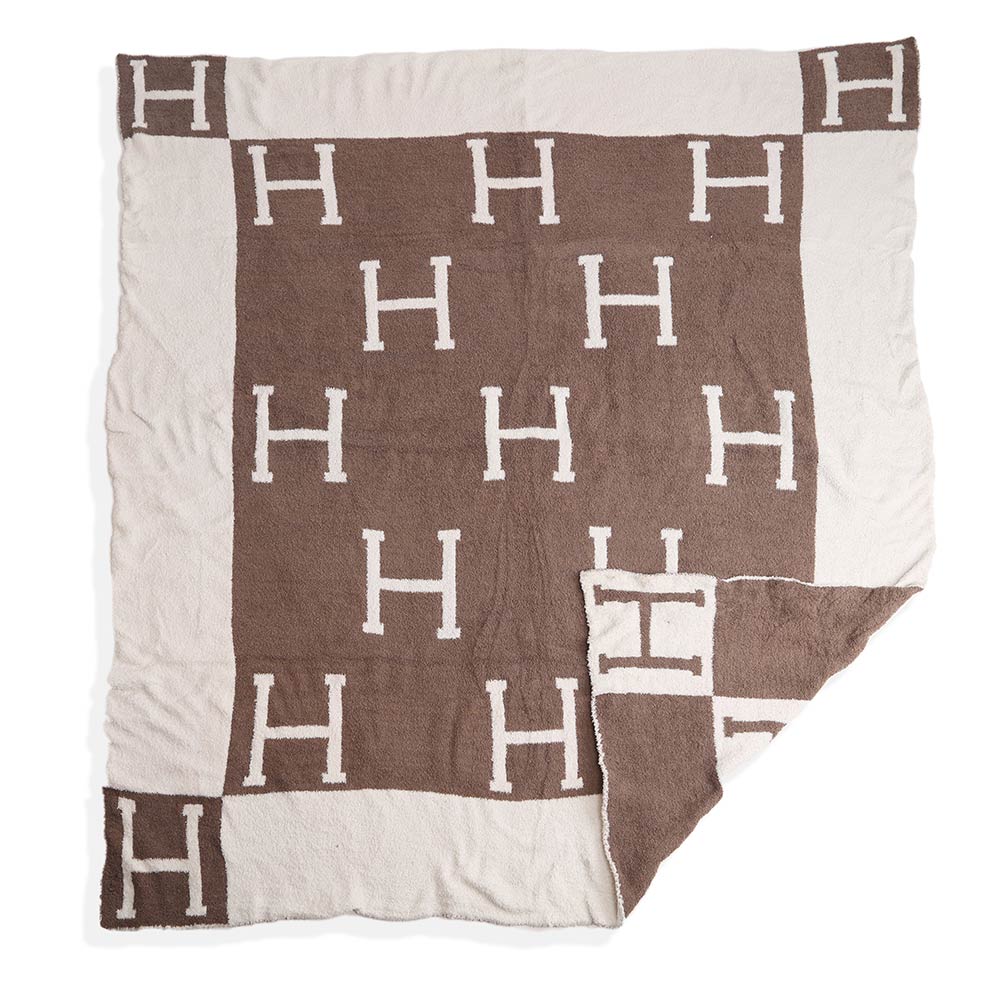 Luxe 'H' Letter Throw Blanket
