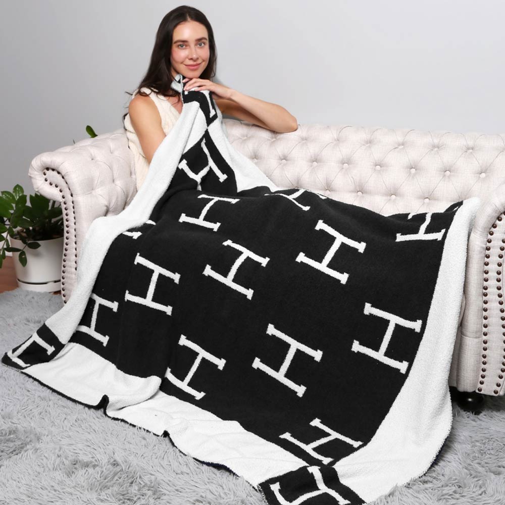 Luxe 'H' Letter Throw Blanket