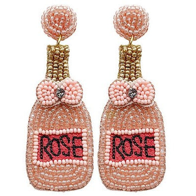 Rose Bottle Beaded Earrings