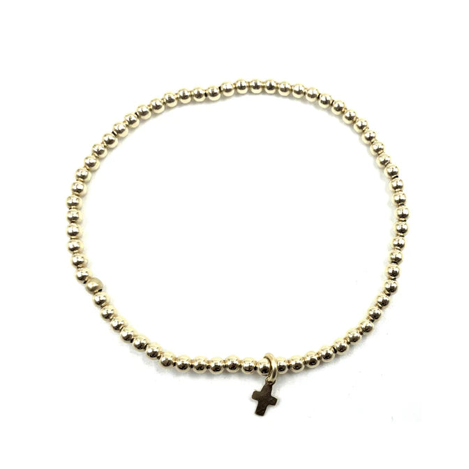 Gold Filled Karma Waterproof Bracelet with Luxe Cross