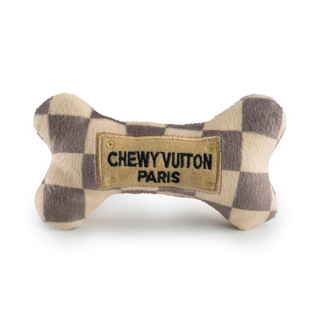 Checker Chewy Vuitton Bones Dog Toy