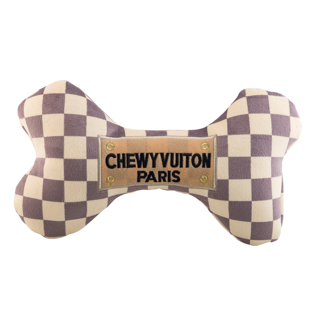 Checker Chewy Vuitton Bones Dog Toy