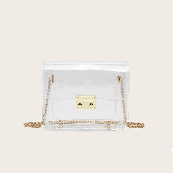 Transparent Crossbody Bag with Long Chain