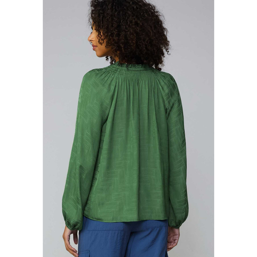 Eileen Split Neck Blouse with Ruffle Detail