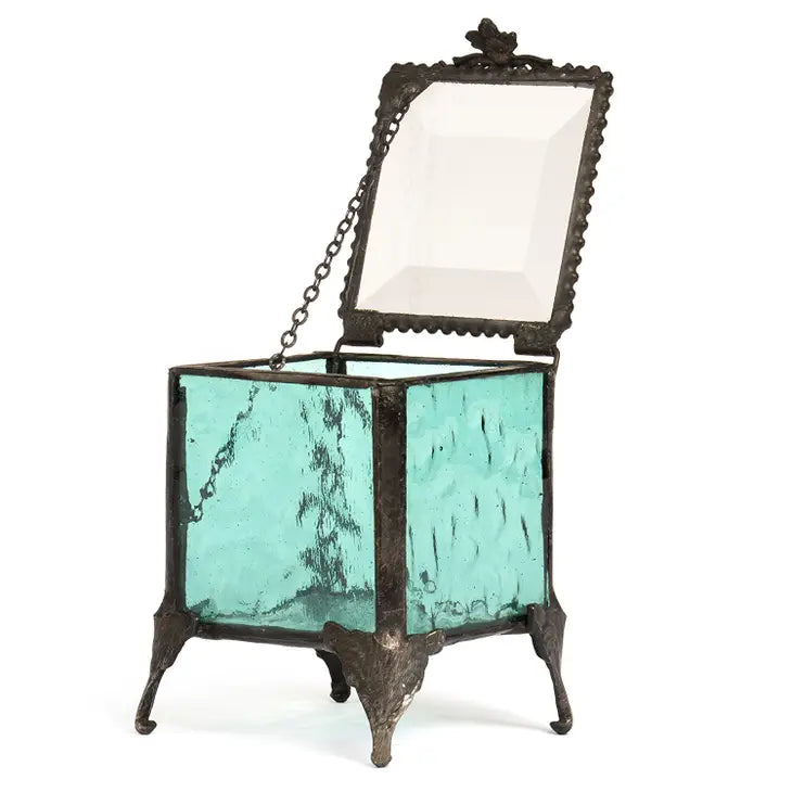 Turquoise Blue Stained Glass Ring Box