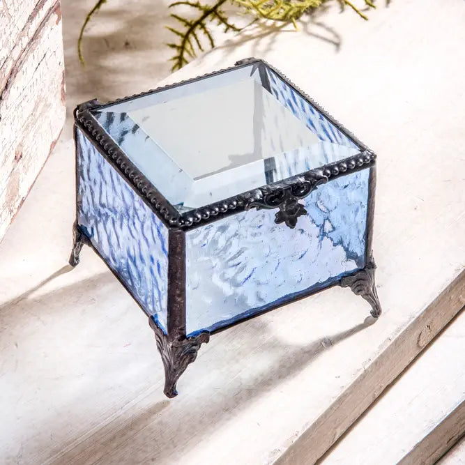 Blue Stained Glass Keepsake Box