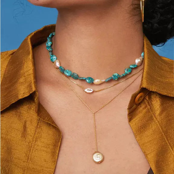Gwen Pearl Lariat Necklace