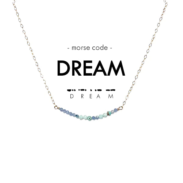 Morse Code Dainty Stone Necklace | DREAM