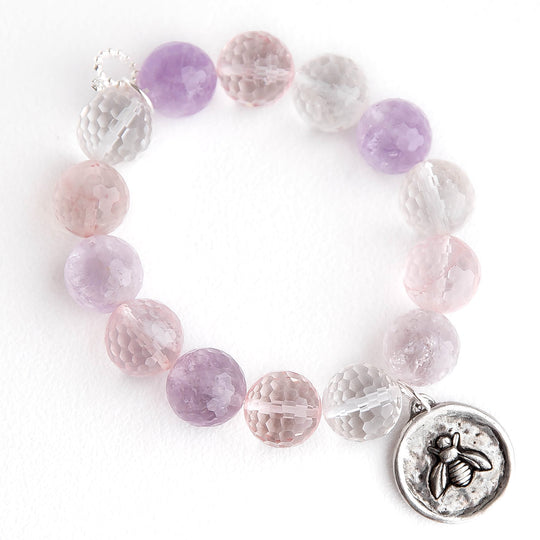 Lavender field quartz paired with a specially crafted silver queen bee