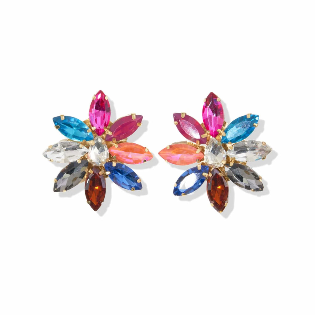 Rainbow Flower Crystal Post Earring