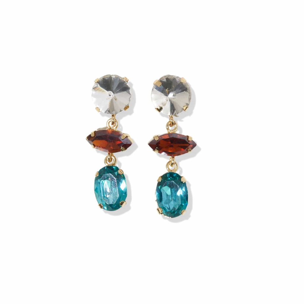 Georgia Mixed Dangle Earrings Amber And Turquoise