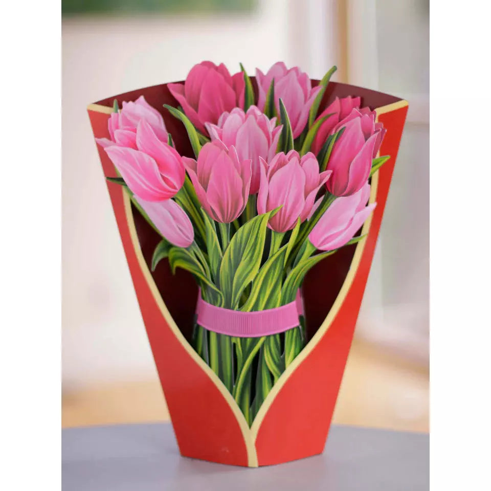 3D Greeting Card | Pink Tulips