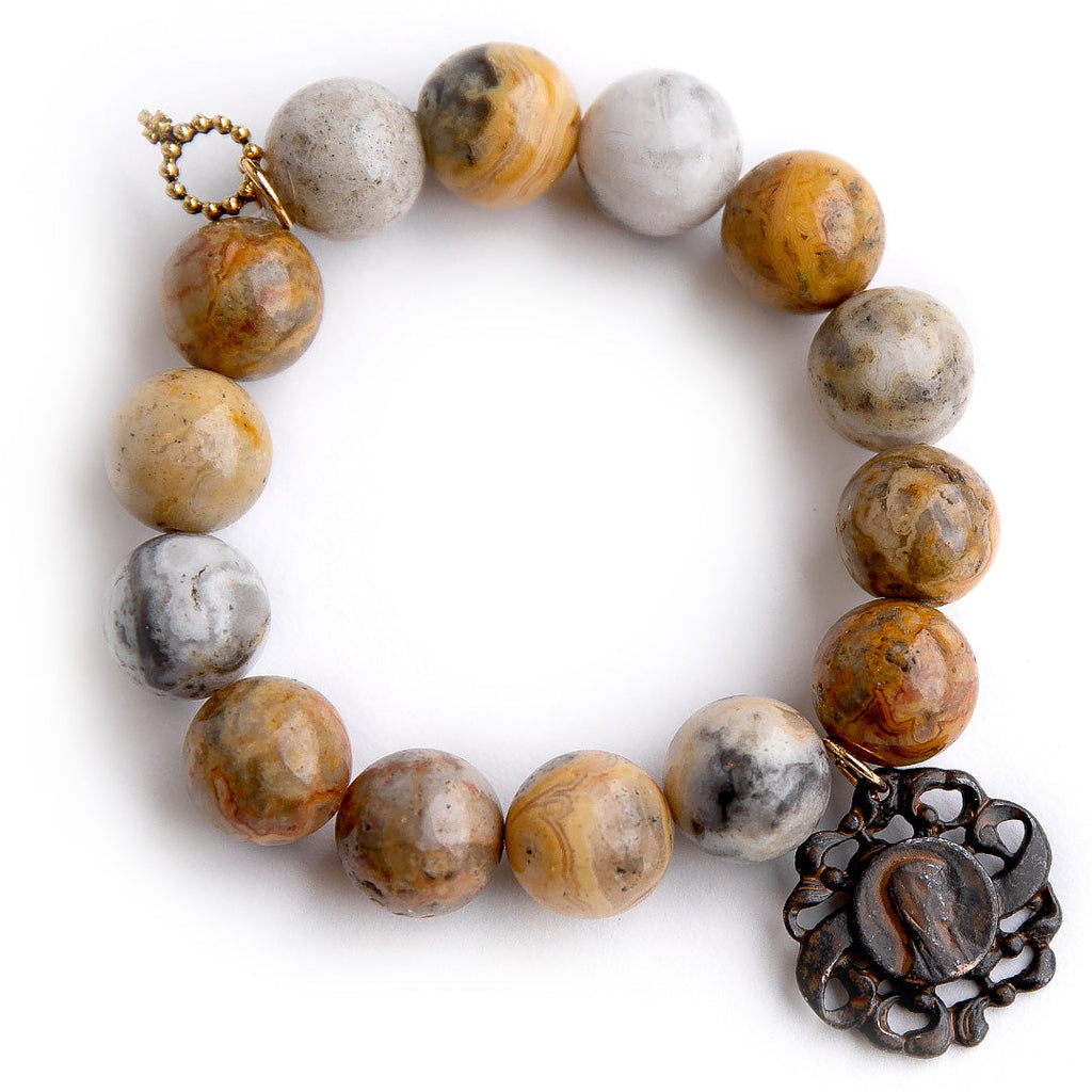 Desert Sand Agate paired with bronze Frilly Mary