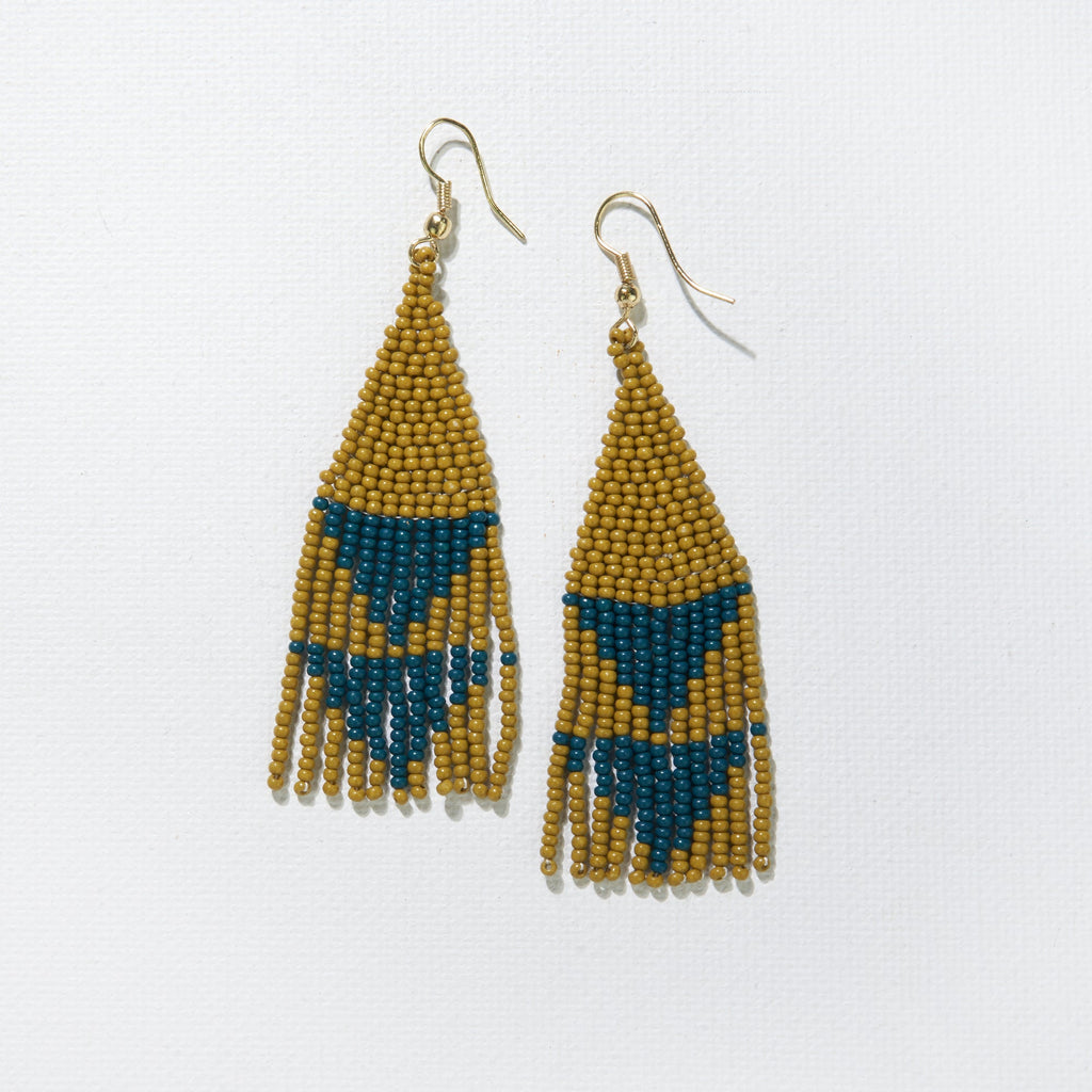 Citron With Peacock Triangles Earring