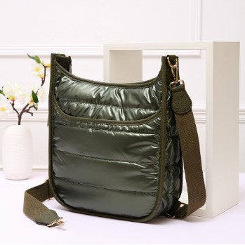 Solid Quilted Shiny Puffer Crossbody
