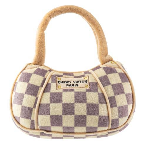 Checker Chewy Vuiton Handbag Dog Toy