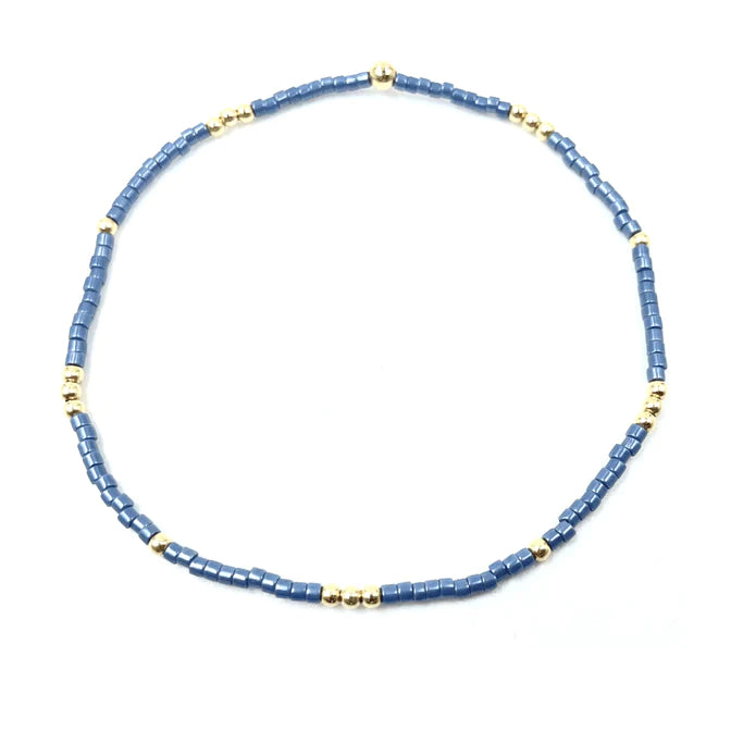 Newport Bracelet in Steel Blue + Gold Filled