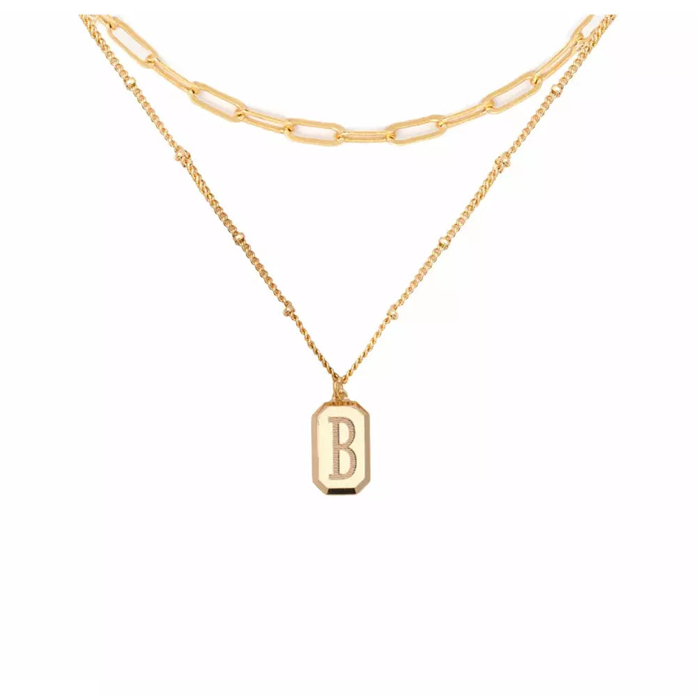 CAI Gold Layering Tag Initial Necklace Karma
