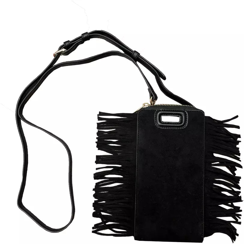 Claire Vegan Suede Fringe Phone Bag